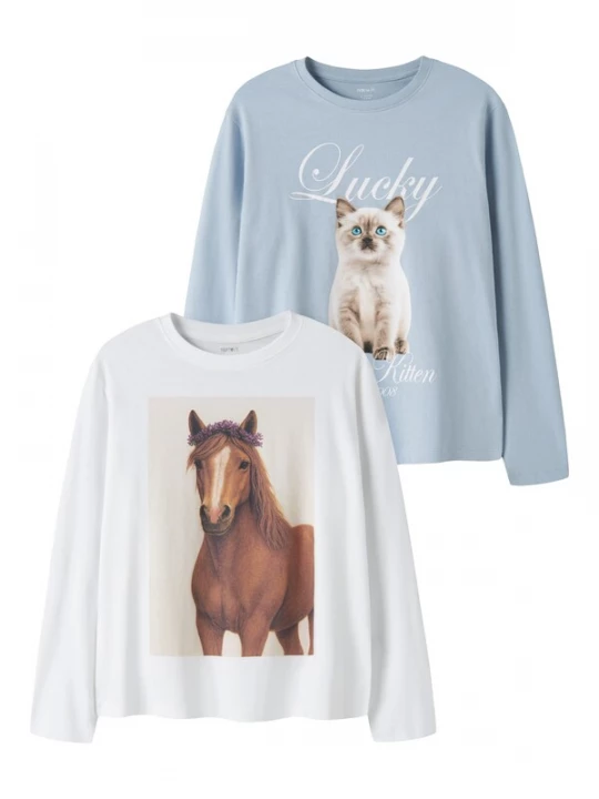 Foto van product NAME IT Shirt 'NKFVOTEA' opaal / bruin / greige / wit