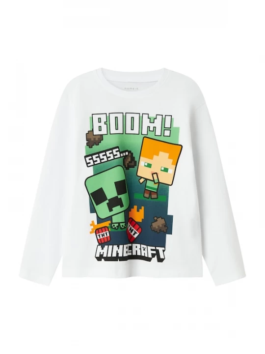 Foto van product NAME IT Shirt 'NKMac Minecraft' groen / oranje / zwart / wit