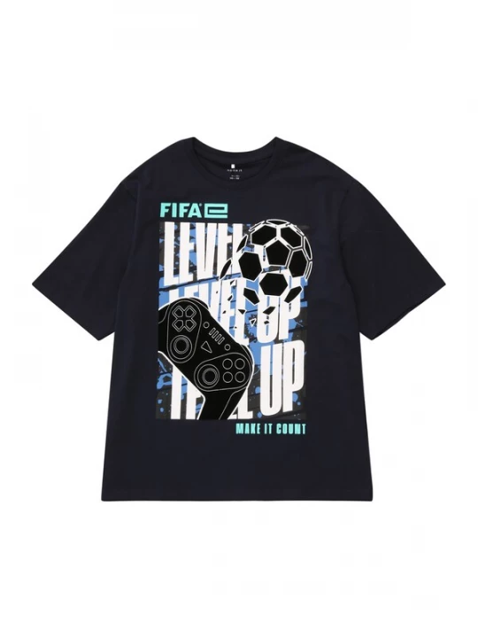 Foto van product NAME IT Shirt 'NKMadian Fifae' nachtblauw / royal blue / koningsblauw / zwart / wit