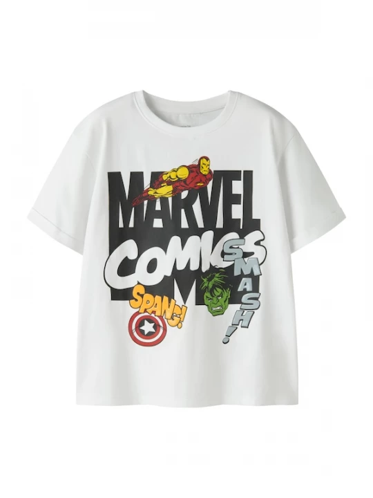 Foto van product NAME IT Shirt 'NKMALFI MARVEL' geel / groen / zwart / wit
