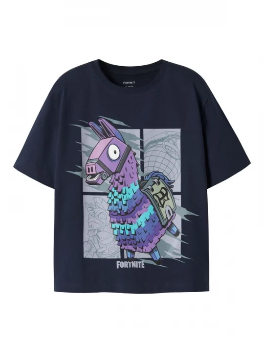 Foto van product NAME IT Shirt 'NKMAMOS FORTNITE' donkerblauw / lichtgrijs / lavendel