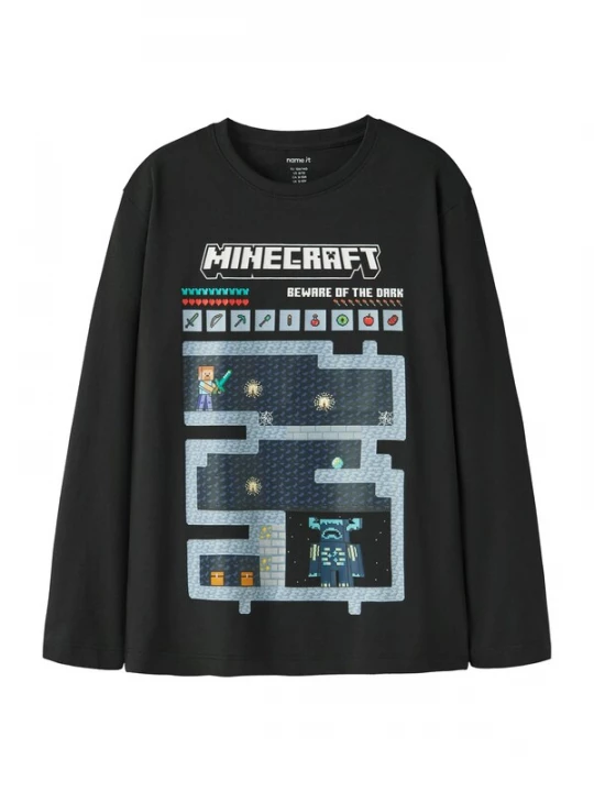 Foto van product NAME IT Shirt 'NKMAr Minecraft' opaal / donkerblauw / zwart / offwhite