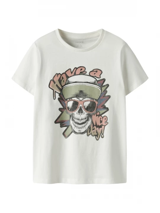Foto van product NAME IT Shirt 'NKMBastian' olijfgroen / oranje / zwart / wit