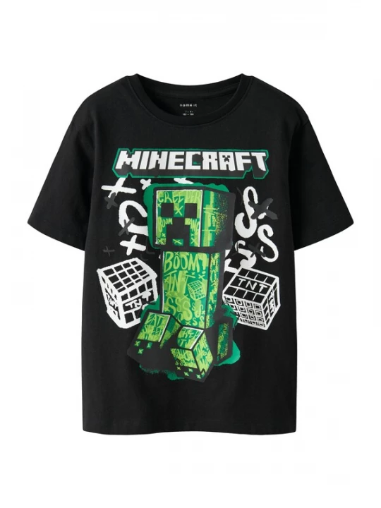 Foto van product NAME IT Shirt 'NKMDI MINECRAFT' grasgroen / donkergroen / zwart / wit