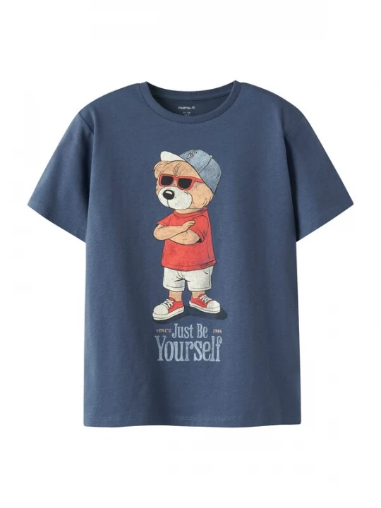 Foto van product NAME IT Shirt 'NKMDOBS' indigo / mokka / rood / wit