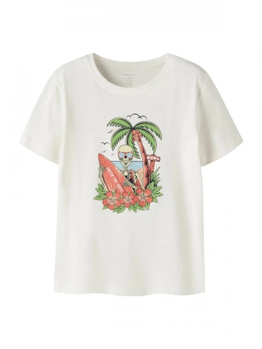 Foto van product NAME IT Shirt 'NKMFINLEY' kiwi / watermeloen rood / zwart / offwhite