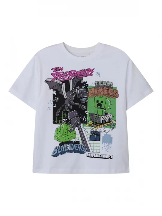 Foto van product NAME IT Shirt 'NKMJahi Minecraft' donkergrijs / groen / lila / wit