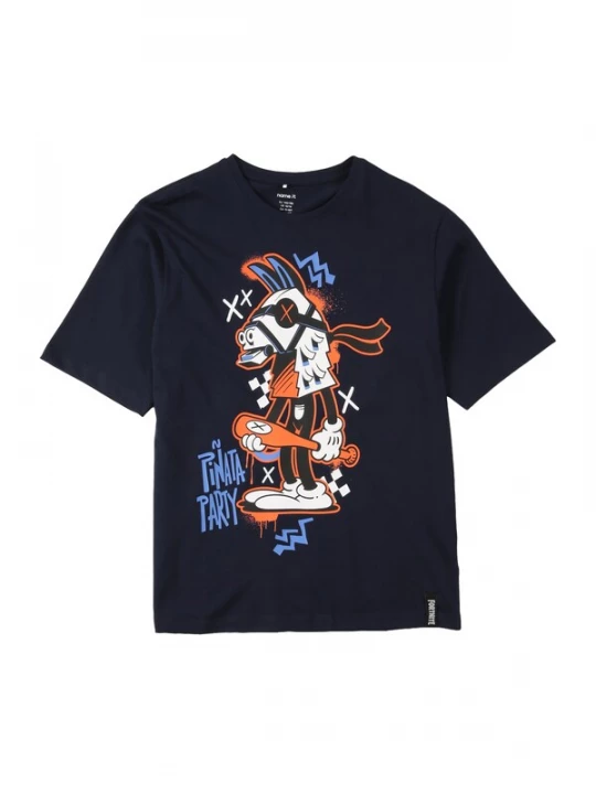 Foto van product NAME IT Shirt 'NKMJEF FORTNITE' blauw / navy / oranje / wit