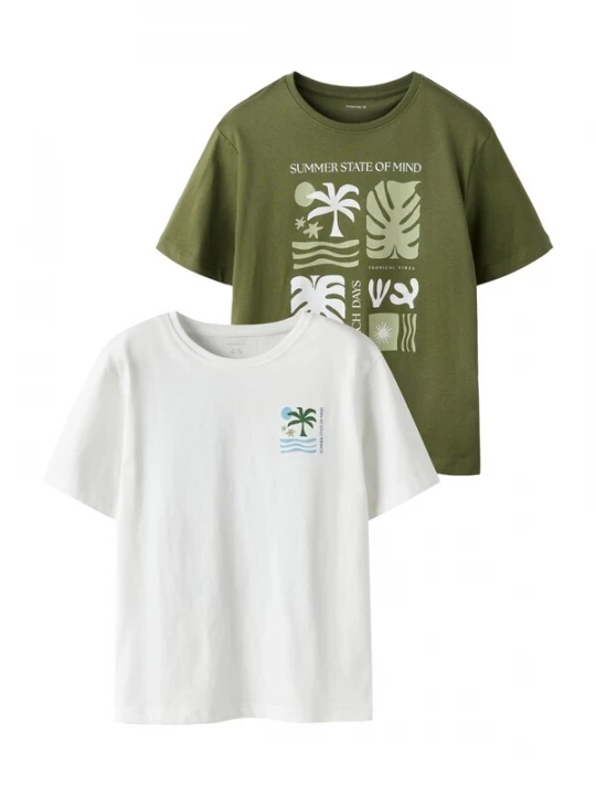 Foto van product NAME IT Shirt 'NKMJoel' lichtblauw / olijfgroen / pastelgroen / wit