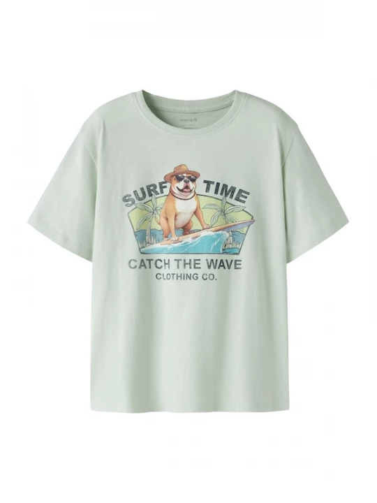 Foto van product NAME IT Shirt 'NKMJowi' aqua / lichtbruin / pastelgroen / zwart