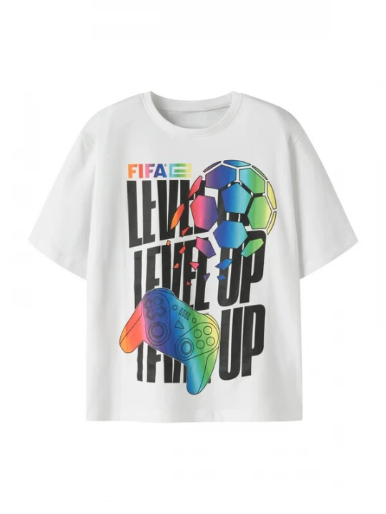 Foto van product NAME IT Shirt 'NKMJump Fifae' blauw / lichtgroen / zwart / wit