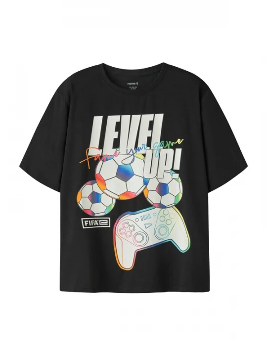 Foto van product NAME IT Shirt 'NKMJump Fifae' lichtgroen / oranje / zwart / wit