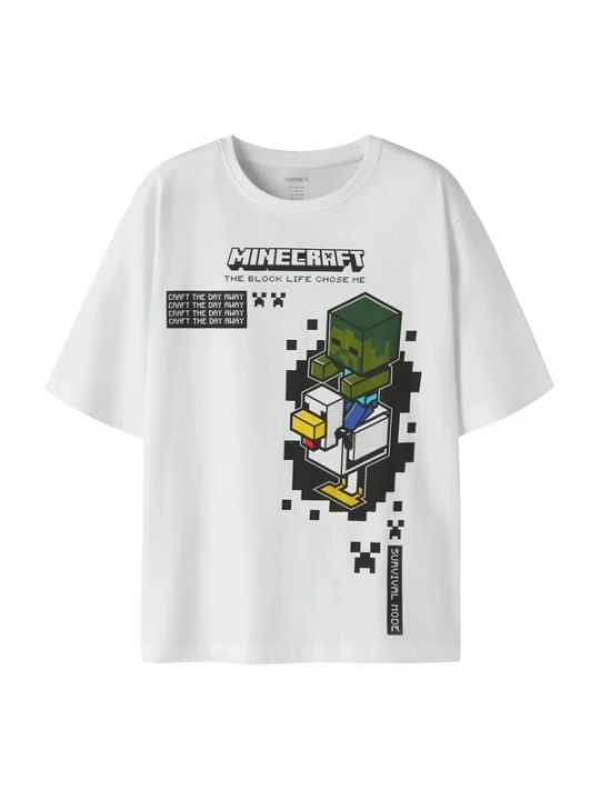 Foto van product NAME IT Shirt 'NKMJUN MINECRAFT' geel / donkergroen / zwart / wit