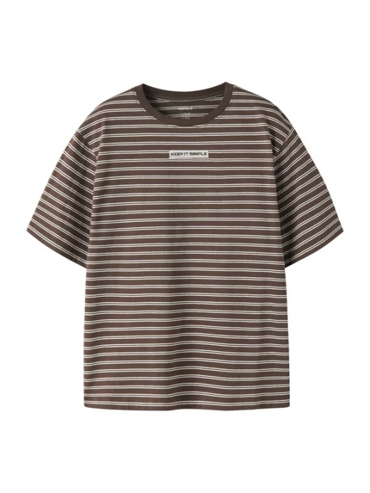 Foto van product NAME IT Shirt 'NKMKRISTIAN' chocoladebruin / wit