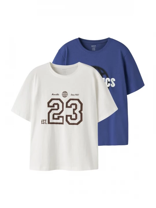 Foto van product NAME IT Shirt 'NKMKRistof' enziaan / donkerbruin / zwart / wit