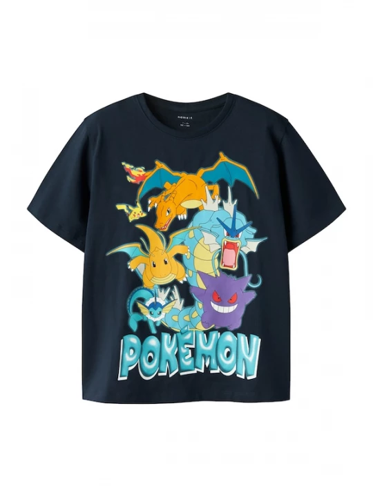 Foto van product NAME IT Shirt 'NKMMajo Pokemon' navy / lichtblauw / lichtlila / oranje