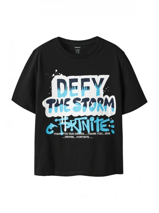 Foto van product NAME IT Shirt 'NKMMod Fortnite' marine / aqua / zwart / wit