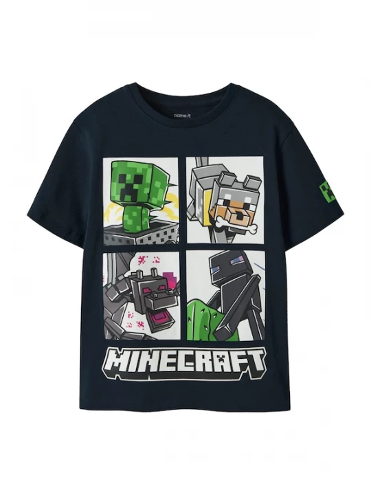 Foto van product NAME IT Shirt 'NKMMykin Minecraft' navy / grijs / groen / wit