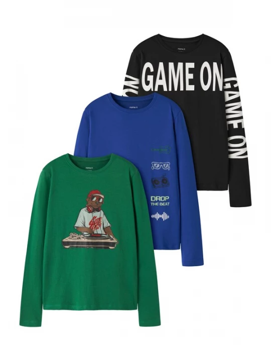 Foto van product NAME IT Shirt 'NKMNIKOLAI' donkerblauw / groen / zwart / wit