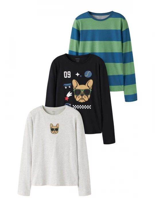 Foto van product NAME IT Shirt 'NKMNIKOLAI' saffier / bruin / grijs gemêleerd / groen / zwart / wit