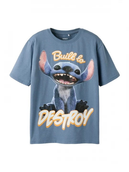 Foto van product NAME IT Shirt 'NKMNila Stitch' duifblauw / oranje / rosa / wit