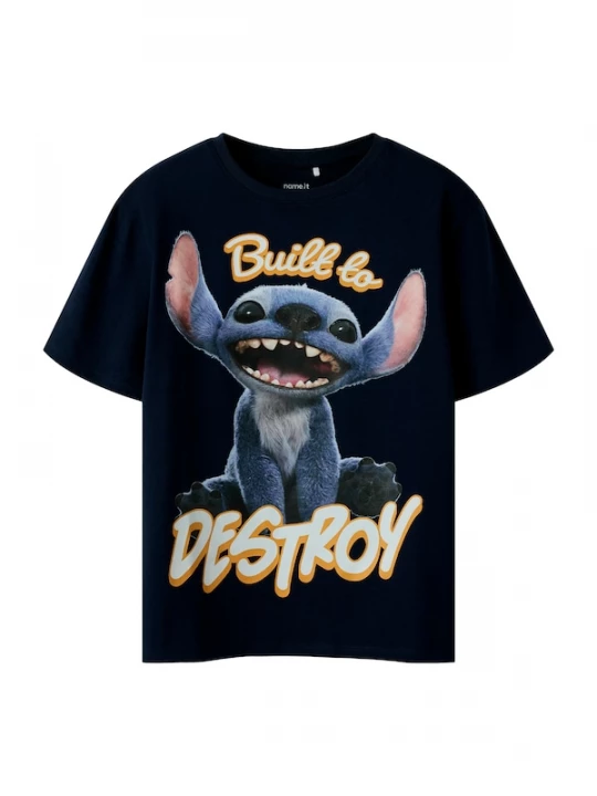 Foto van product NAME IT Shirt 'NKMNila Stitch' navy / indigo / oranje / lichtroze