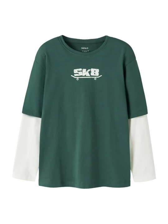 Foto van product NAME IT Shirt 'NKMVARTO' donkergroen / wit