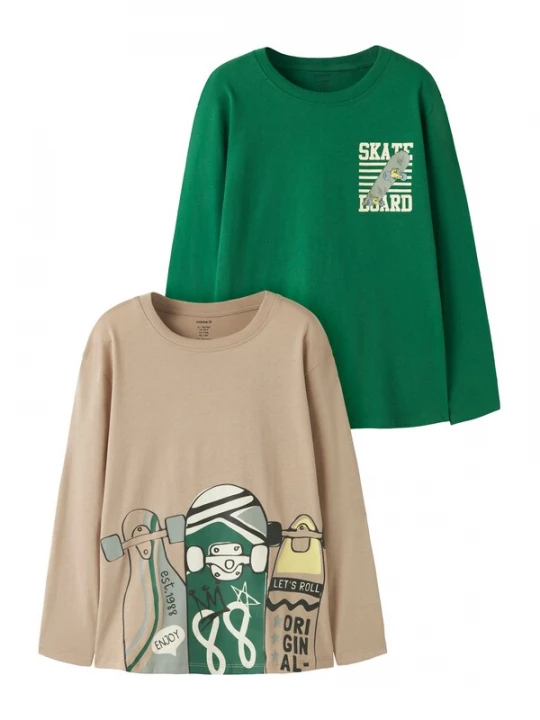 Foto van product NAME IT Shirt 'NKMVELDO' lichtbruin / riet / zwart / offwhite