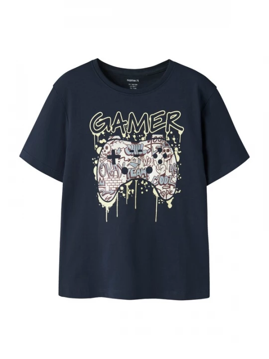 Foto van product NAME IT Shirt 'NKMVICTOR' navy / opaal / lichtgeel / wit