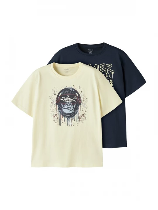 Foto van product NAME IT Shirt 'NKMVICTOR' navy / roestbruin / lichtgeel