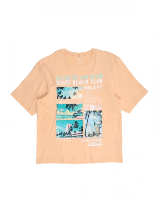 Foto van product NAME IT Shirt 'NKMVoto' turquoise / perzik / rosa / wit