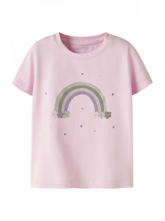 Foto van product NAME IT Shirt 'NMFDottas' olijfgroen / donkerlila / rosa / zilver