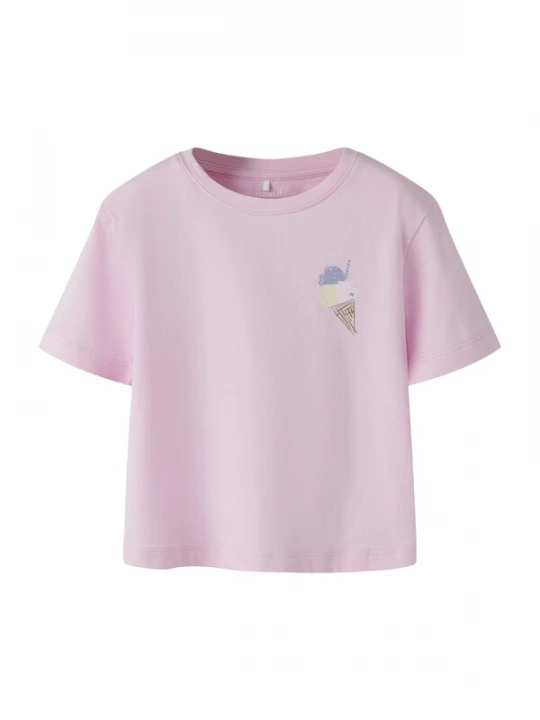 Foto van product NAME IT Shirt 'NMFFAIRI' beige / lichtgeel / lichtlila / rosa
