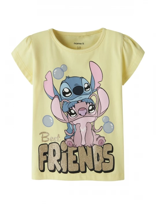 Foto van product NAME IT Shirt 'NMFFuba Stitch' marine / lichtgeel / goud / rosa
