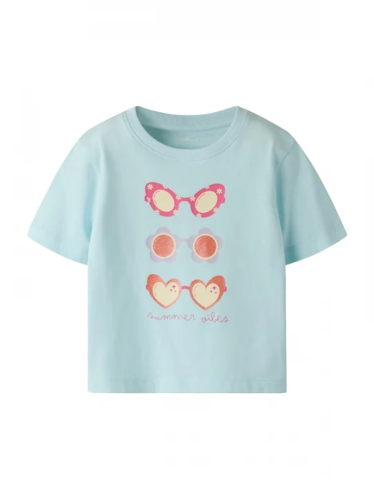 Foto van product NAME IT Shirt 'NMFJaney' lichtblauw / geel / oranje / framboos