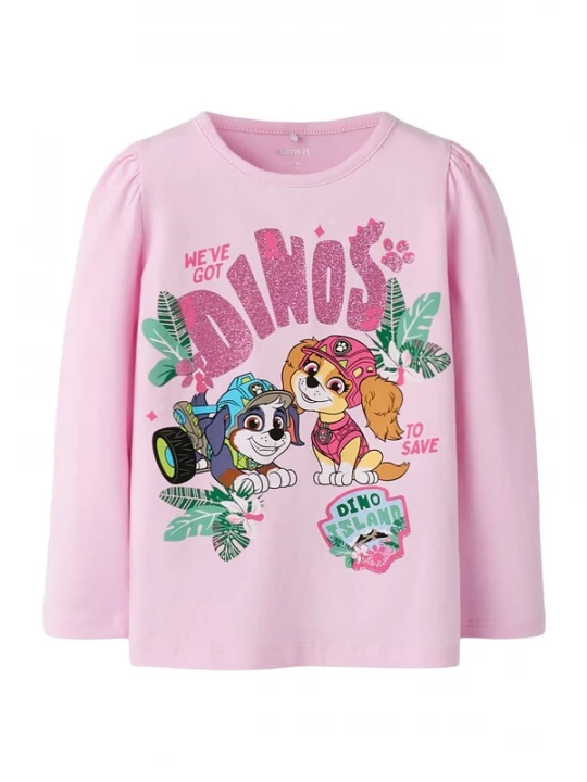 Foto van product NAME IT Shirt 'NMFJette Paw' cognac / groen / lila / rosa