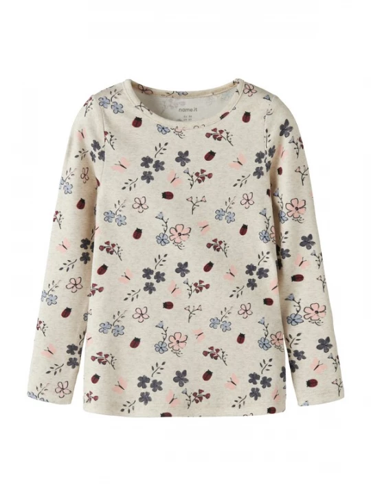 Foto van product NAME IT Shirt 'NMFKAMELIA' beige gemêleerd / lichtblauw / rosé / donkerrood