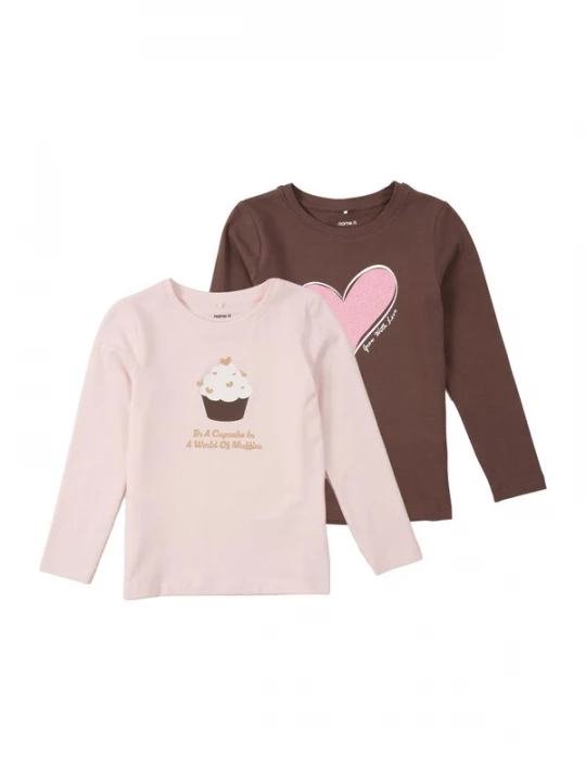 Foto van product NAME IT Shirt 'NMFKatelin' bruin / goud / pastelroze