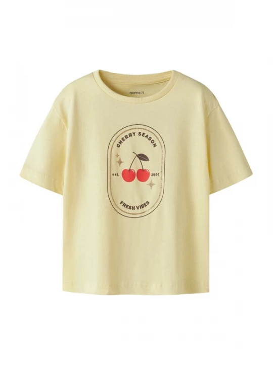 Foto van product NAME IT Shirt 'NMFKATRINA' donkerbruin / pasteelgeel / goud / rood