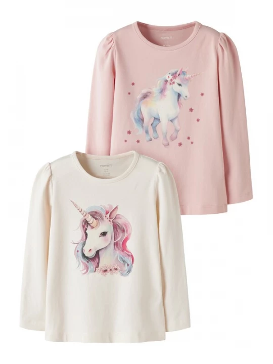 Foto van product NAME IT Shirt 'NMFKIMIA' beige / lichtblauw / magenta / rosé