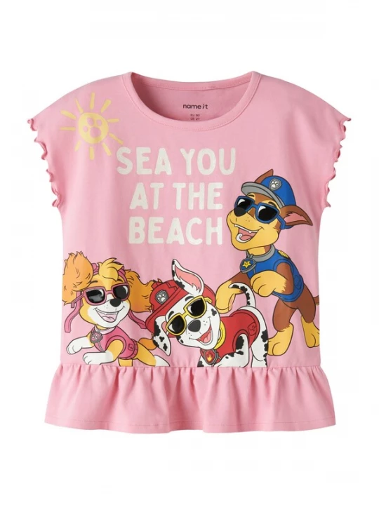 Foto van product NAME IT Shirt 'NMFMINA PAW' karamel / geel / lichtroze / wit