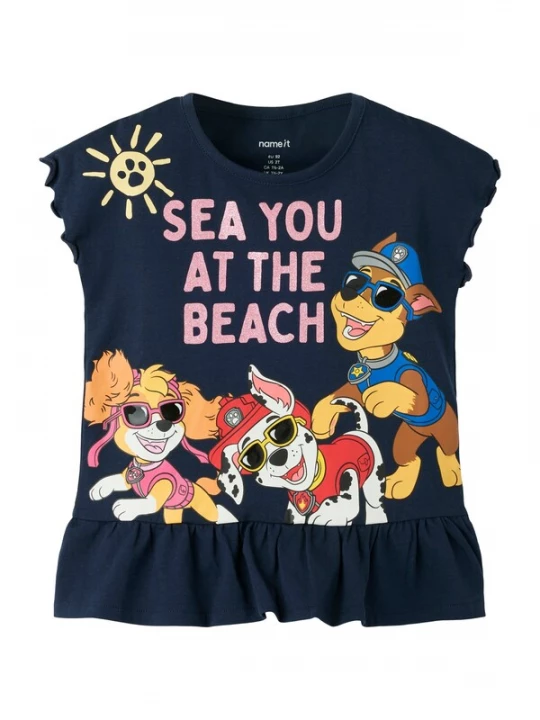 Foto van product NAME IT Shirt 'NMFMINA PAW' navy / rosa / rood / wit