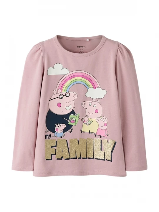 Foto van product NAME IT Shirt 'NMFNora Peppa' goud / mauve / pink / wit