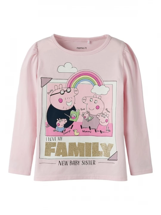 Foto van product NAME IT Shirt 'NMFNORA PEPPA' goud / pink / rosa / zwart