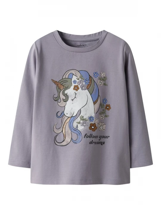 Foto van product NAME IT Shirt 'NMFTUlinea' blauw / lichtgrijs / lavendel / wit