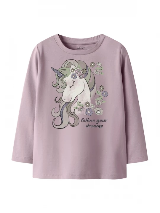 Foto van product NAME IT Shirt 'NMFTulinea' crème / zilvergrijs / lichtgroen / rosé