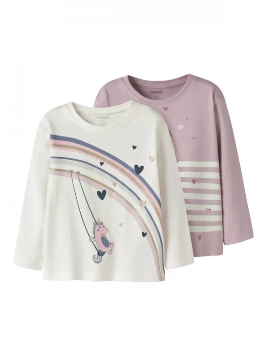Foto van product NAME IT Shirt 'NMFVALIANE' blauw / goud / sering / wit