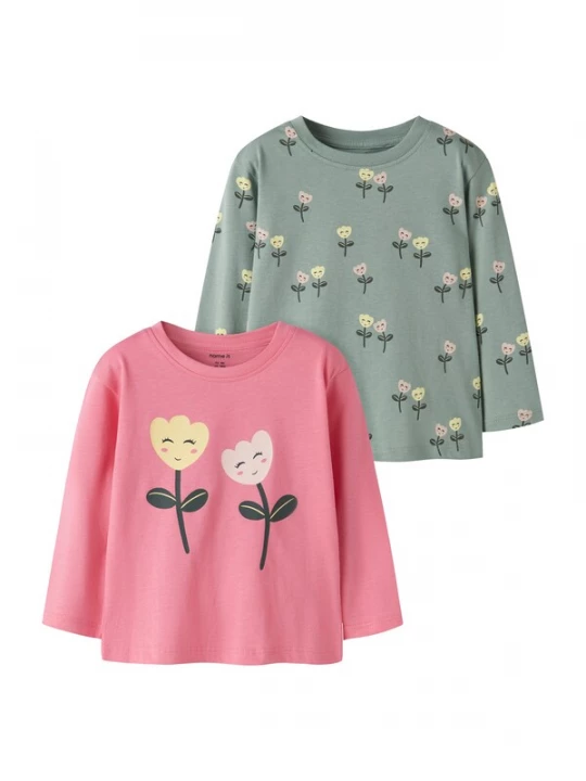Foto van product NAME IT Shirt 'NMFVelda' lichtgeel / pastelgroen / donkergroen / pitaja roze