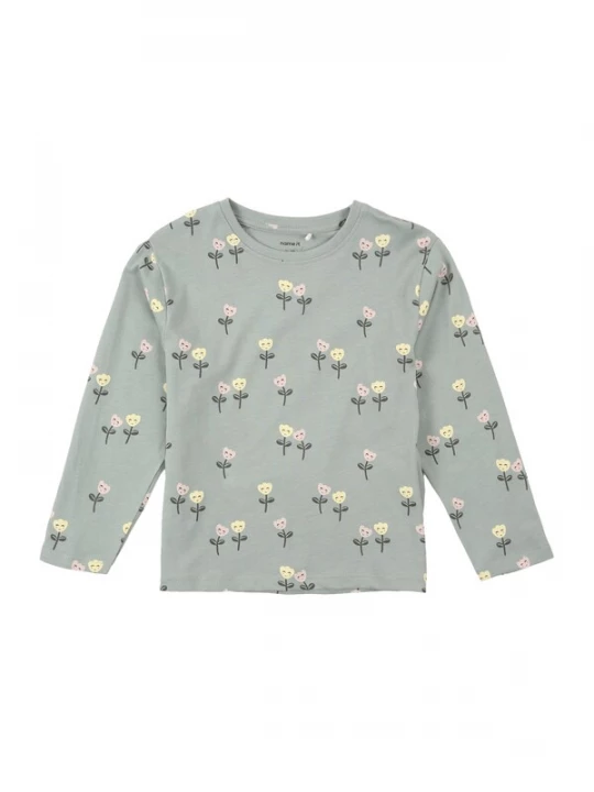Foto van product NAME IT Shirt 'NMFVELDA' pasteelgeel / pastelgroen / donkergroen / rosa