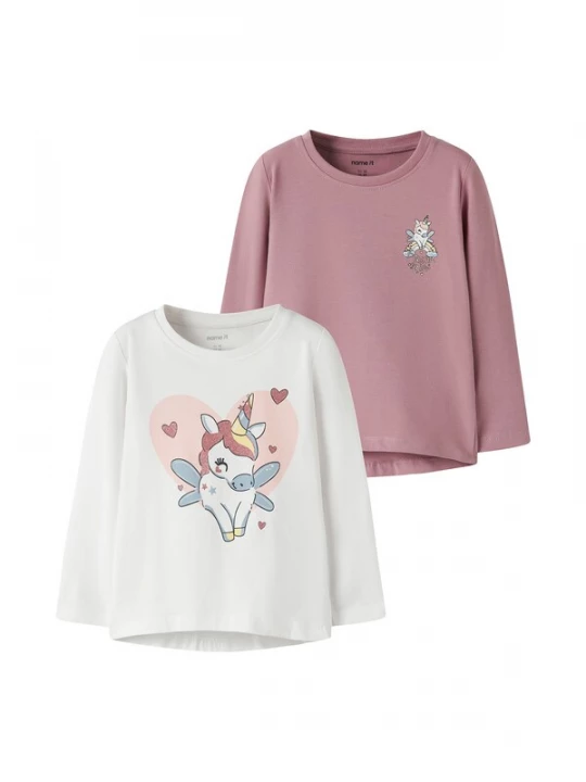 Foto van product NAME IT Shirt 'NMFVix' duifblauw / mauve / rosé / wit